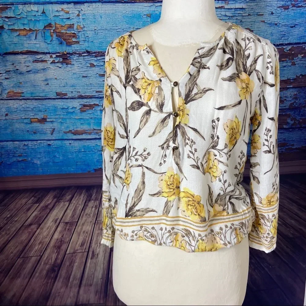 Lucky Brand boho white floral top Small - Picture 2 of 10